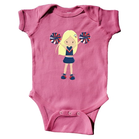 

Inktastic Cheerleaders Girl With Blonde Hair Blue Uniform Gift Baby Girl Bodysuit