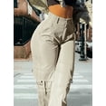 thumbnail image 5 of Women’s High Waisted Multi-Pocket Cargo Work Pants – Y2K Wide Leg Casual Straight Fit, Plus Size Available, 5 of 8