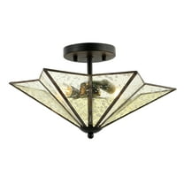 SAFAVIEH Haruna 16 in. Glam 2-Light Black Iron Mount Light with Iron Shade
