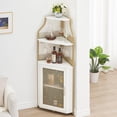 thumbnail image 2 of Estilo rural bar gabinete: five - tier gold wine organizer con glass holder y adjustable estante para dining room de esquina almacenamiento, 2 of 7