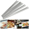 thumbnail image 1 of 5 Pairs of Stainless Steel Chopsticks Anti-skip Thread Style Durable Silver, 1 of 7