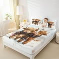 thumbnail image 4 of Feelyou Little Highland Bull Queen Sheet Sets, Kawaii Rustic Cow Flat Sheet, Cartoon Farm Animal Queen Fitted Sheet, Microfiber Bedroom Decor, 4pcs, 4 of 7