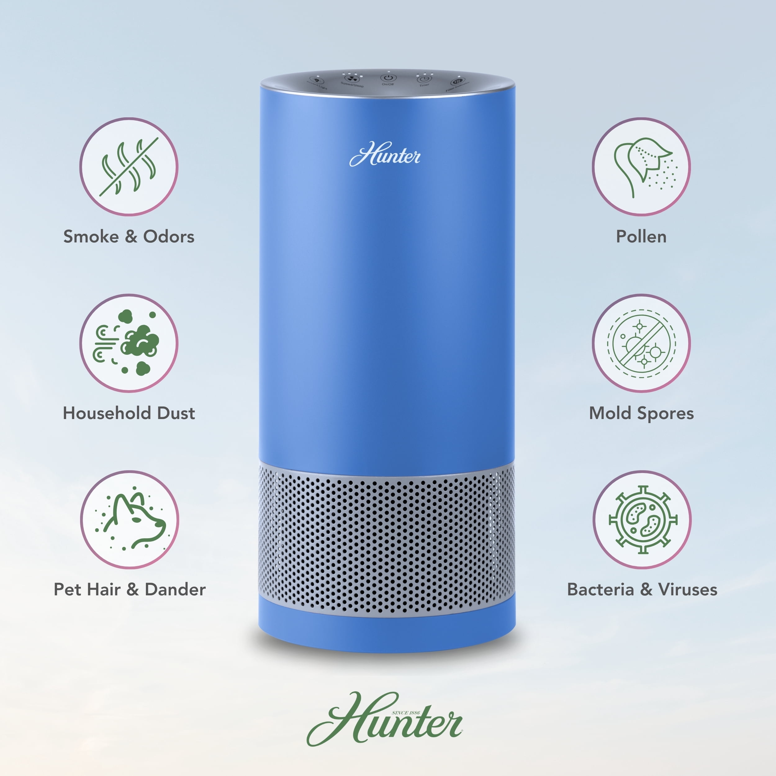 Allergens, Smoke, Dust, VOC's. Air Purifiers for Bedroom and Small Room, Lavender and Silver