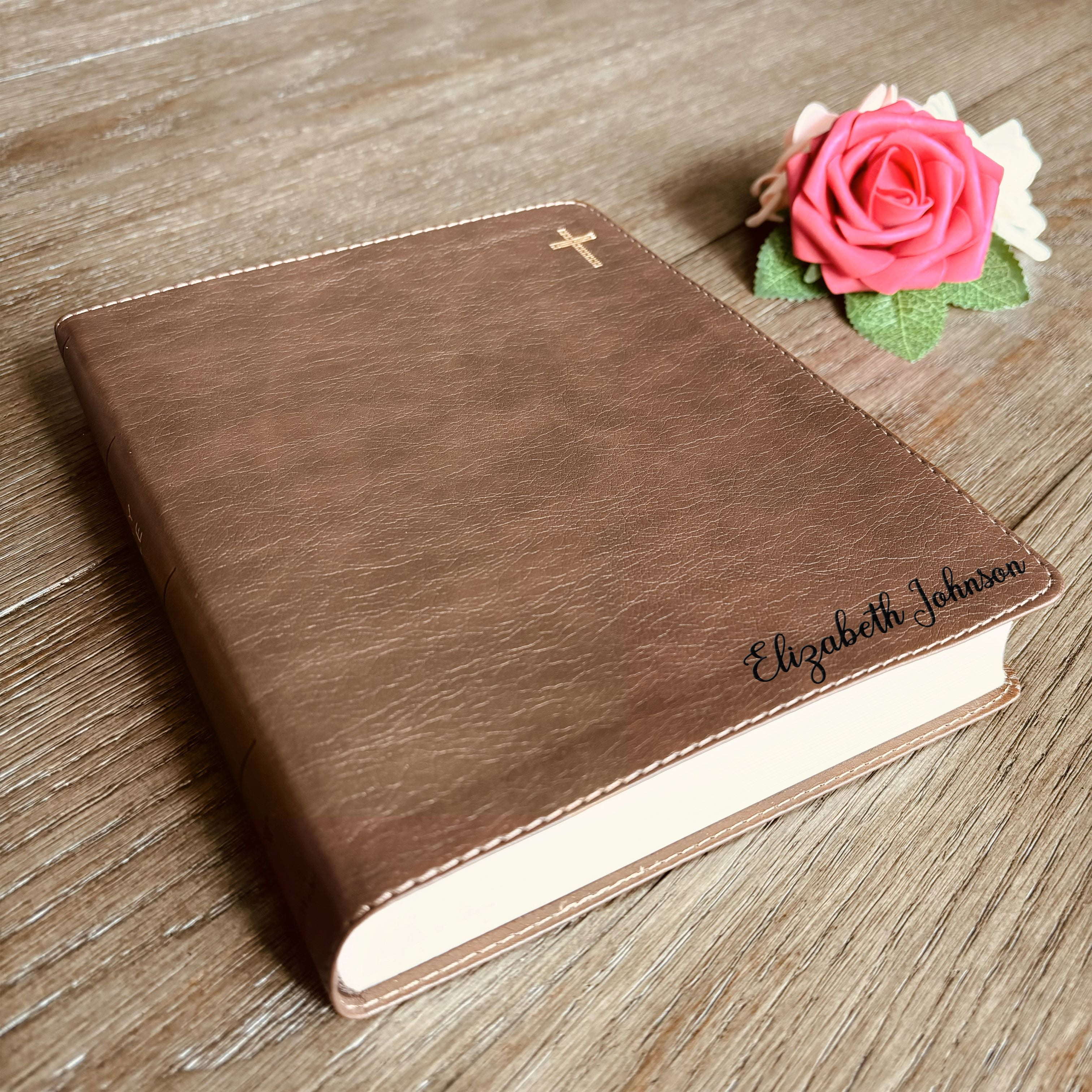 Personalized NIV Journaling Bible – Custom Name Engraved, New International Version, Leathersoft Cover, Baptism & Christian Gift
