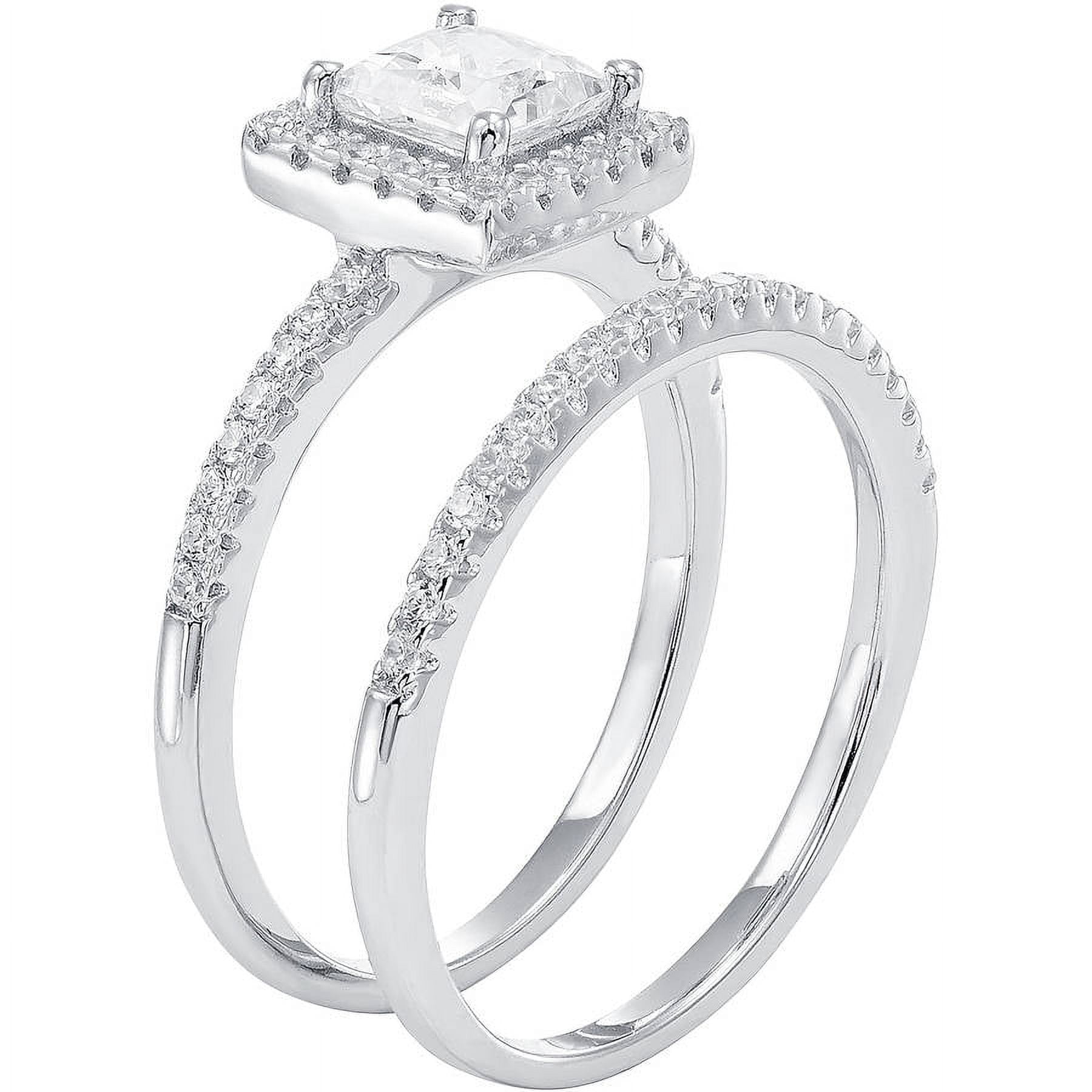 Arista 3/8 Carat T.G.W. Australian Crystal and Cubic Zirconia Women's Halo Bridal Set in Sterling Silver