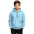 thumbnail image 6 of Boys' Hoodie Sweatshirt Quarter Zip Up Lightweight Sweat Shirt with Kangaroo Pockets Warm Hoodie For Boys, 6 of 10