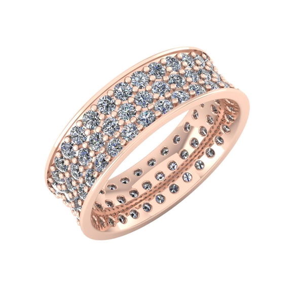 Natural 3.0Ct Round Cut Diamond Concave 3Row Anniversary Wedding Eternity Band Ring 18k Gold FG VS2