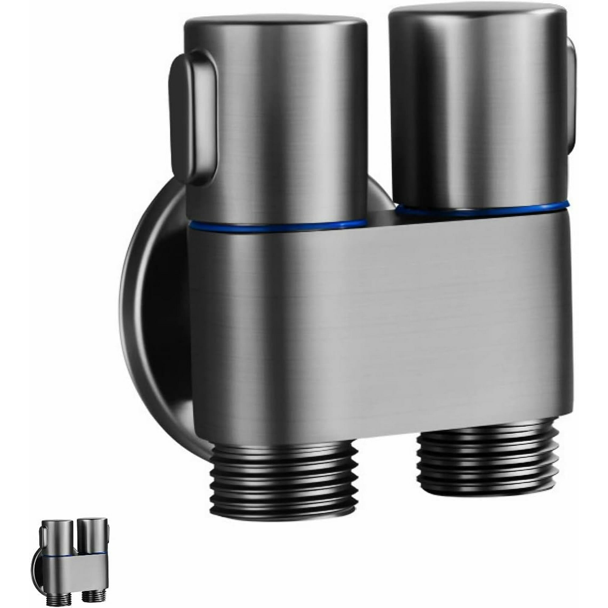 Gray inlet 2 outlet double control valve bathroom faucet double