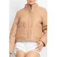 thumbnail image 4 of Mock Neck Quilted Jacket Taupe S, 4 of 5