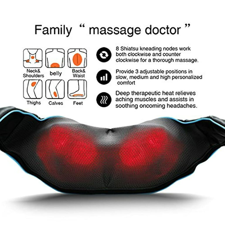 MoCuishle Shiatsu Back Shoulder and Neck Massager with Heat, Electric Deep  Tissue 4D Kneading Massage, Best Gifts for Women Men Mom Dad 