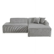 Ashcroft Chapman Upholstered Velvet Living Room Right Sectional Sofa in Gray