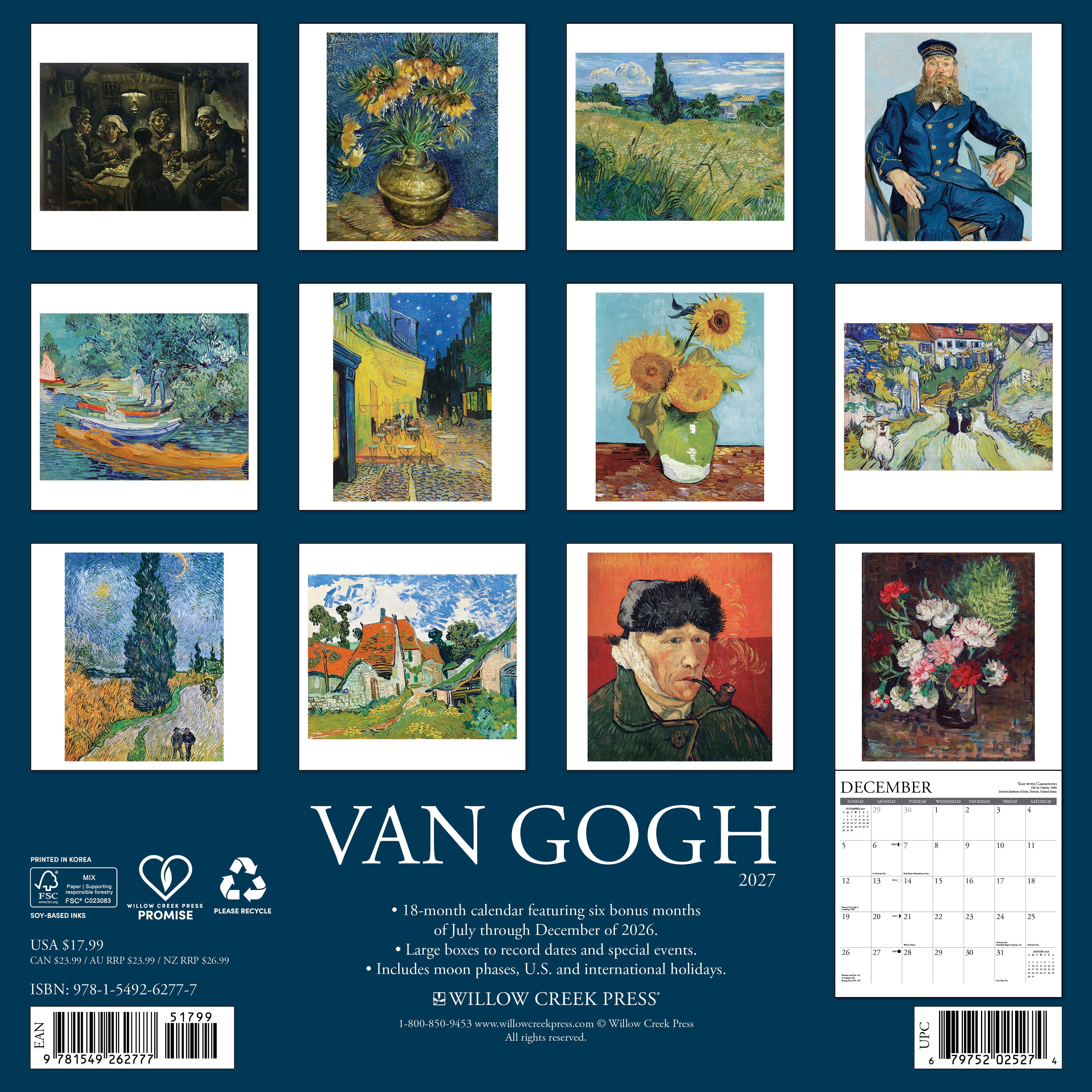 Willow Creek Press, Van Gogh 2027 Wall Calendar