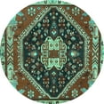 thumbnail image 1 of Ahgly Company Indoor Round Persian Turquoise Blue Traditional Area Rugs, 6' Round, 1 of 4