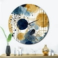 thumbnail image 3 of Designart "Abstract Pattern with Blue and Golden Textures V" Abstract Oversized Wall Clock, 3 of 5