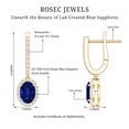 thumbnail image 6 of Lab Grown Blue Sapphire Drop Earrings with Moissanite for Women - 2 Carat, 10K Yellow Gold, 6 of 7