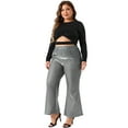 thumbnail image 3 of DARING DIVA Women's Plus Metallic Sparkly High Waist Wide Leg Pants 3X Silver, 3 of 6