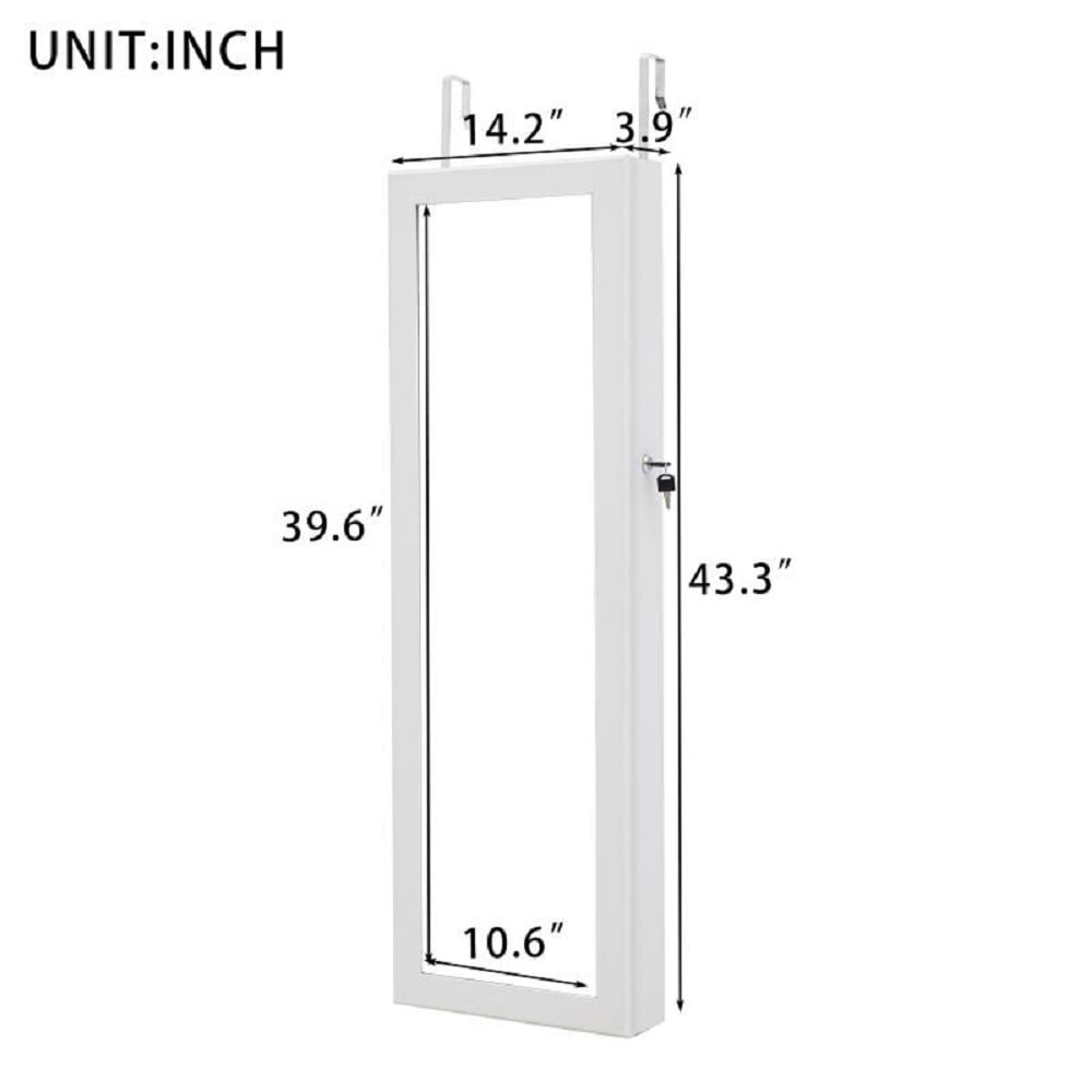 Kepooman Dressing Mirror Full-Body Jewelry Cabinet, Full-Mirror Wooden Wall-Mounted 3-Layer Rack Makeup Brush Holders, White Kepooman Dressing Mirror Full-Body Jewelry Cabinet, Full-Mirror Wooden Wall-Mounted 3-Layer Rack Makeup Brush Holders, White