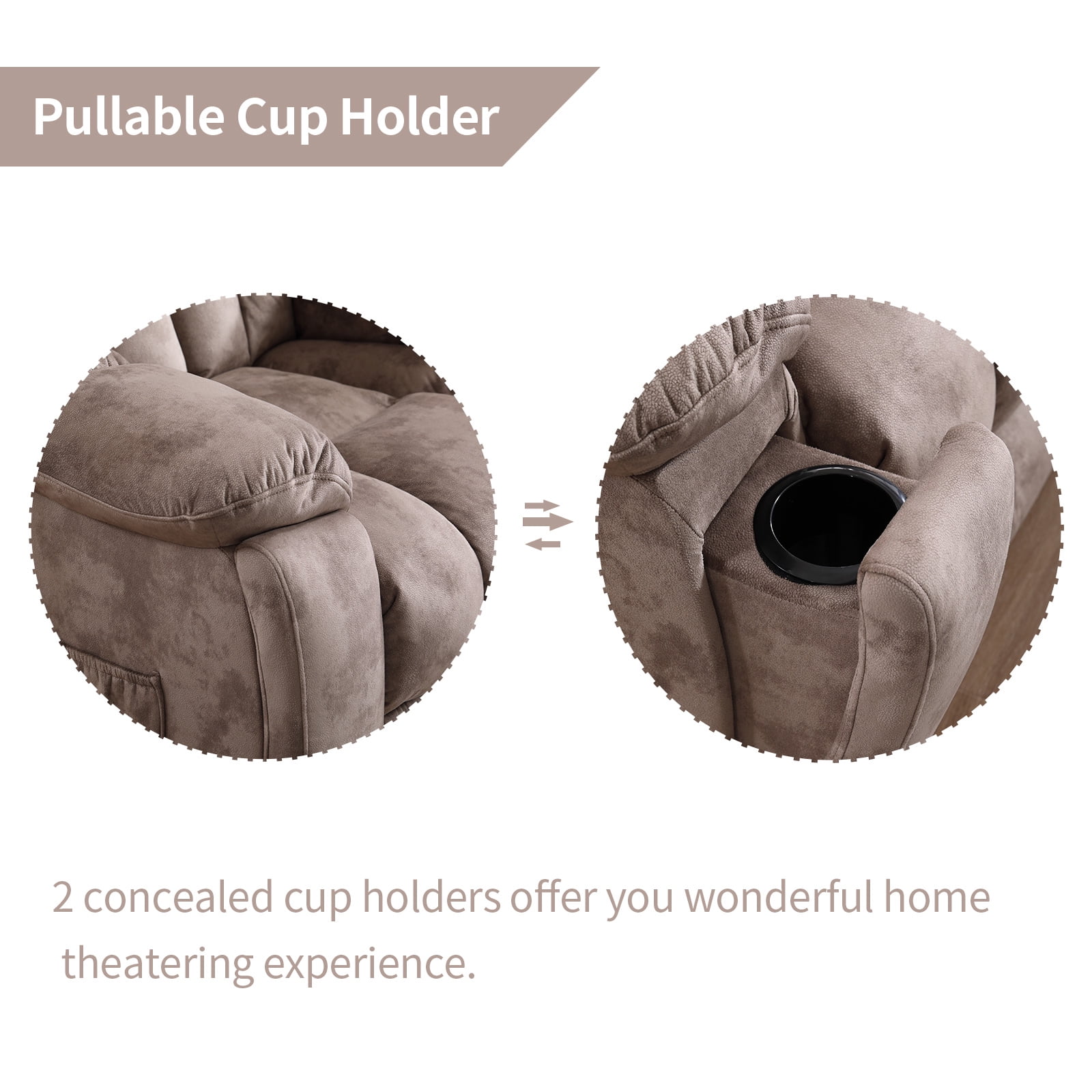 Bonzy Home 2-Piece Manual Recliner Sofa Set, Overstuffed Reclining Loveseat and Wide 3PC Recliner Chairs Sofa for living room, Brown