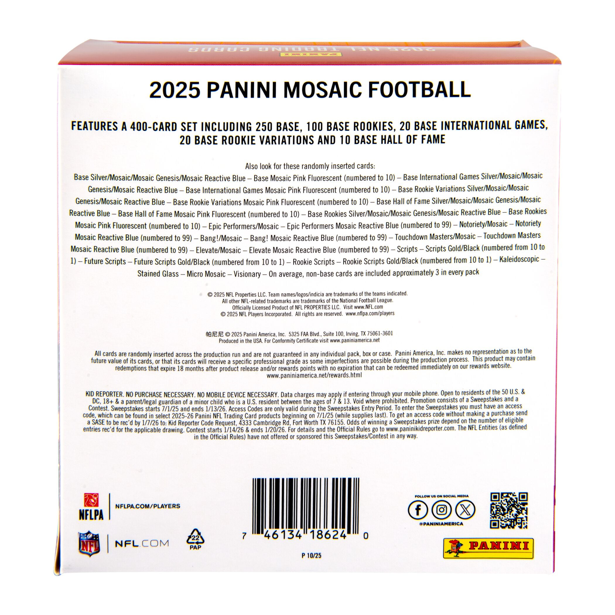 25 PANINI MOSAIC FOOTBALL MEGA BOX