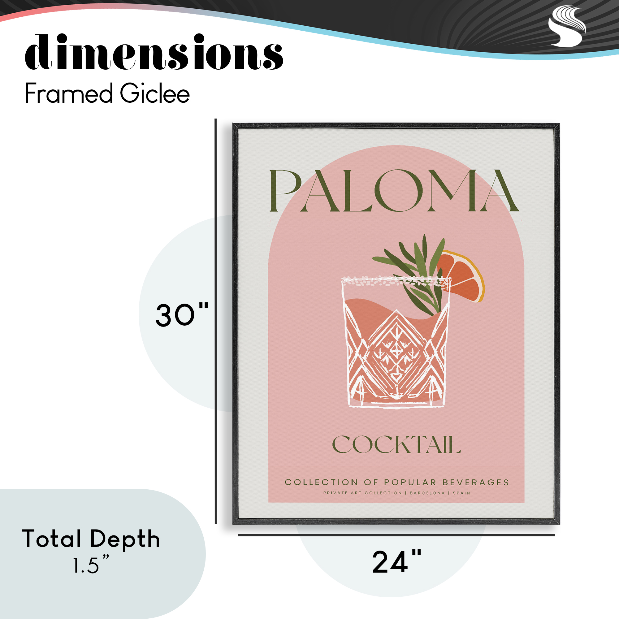 Stylish Retro Paloma Black Framed Giclee Art, design by Lil' Rue