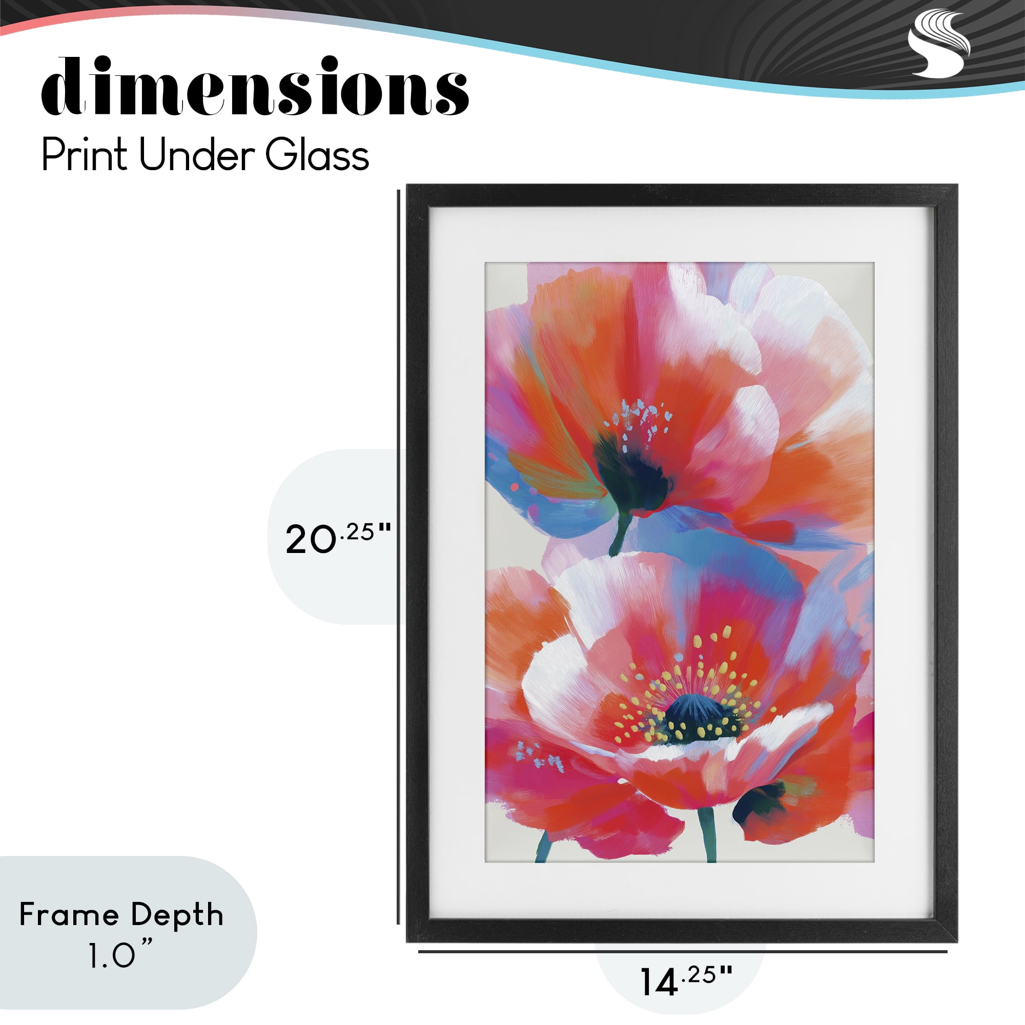 Stupell Industries Poppies in Soft Light Black Framed Print Under Glass, design by Chromatic Storm Studio