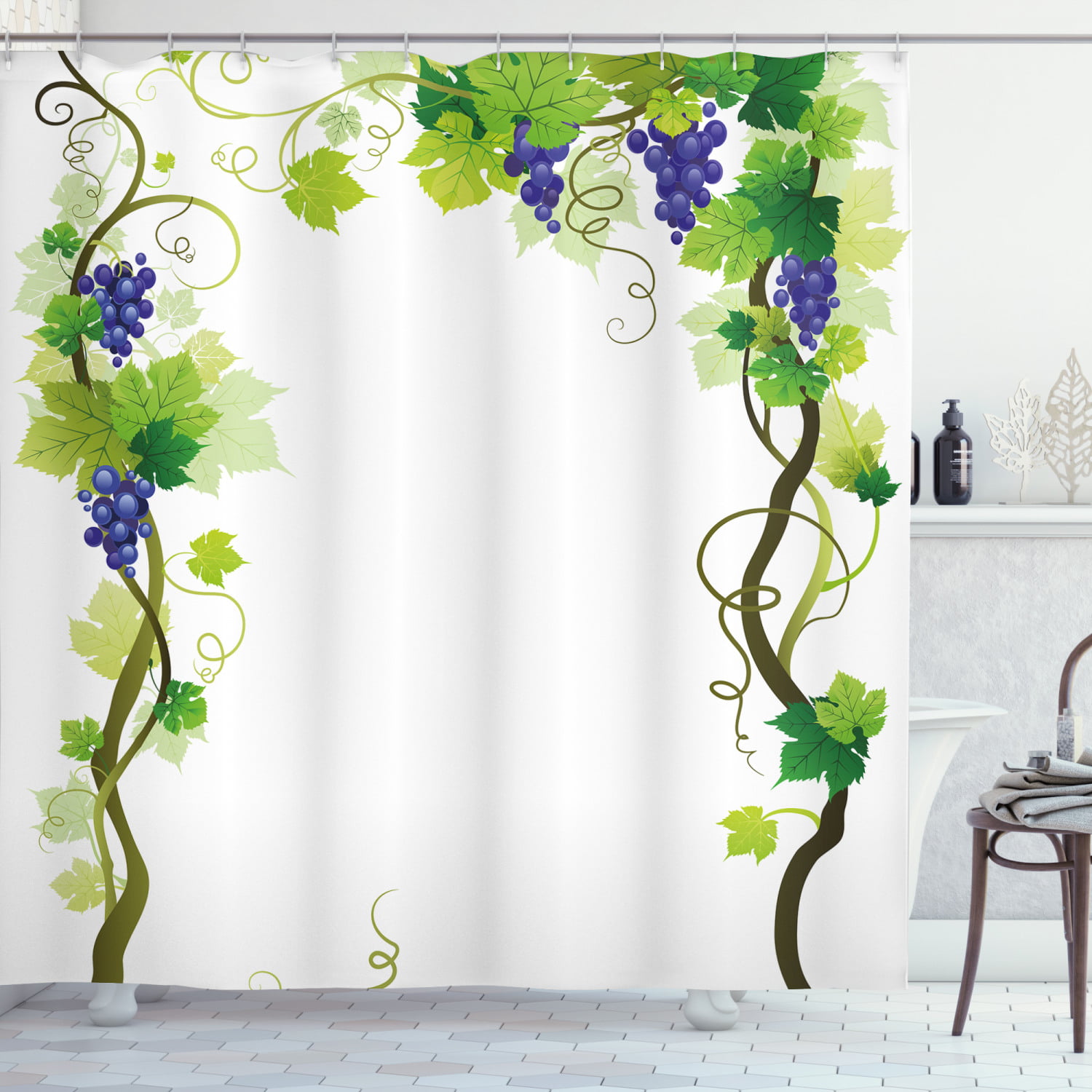 Details about   Vineyard Shower Curtain Cluster Ivy Fresh Print for Bathroom 