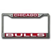 Angle View: Chicago Bulls License Plate Frame Laser Cut Chrome