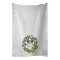 Carolines Treasures CK8904WTKT 28 x 19 in. Unisex Sheltie & Shetland Sheepdog Puppy Sable Christmas Wreath White Dish Towels Kitchen Towel - Set of 2
