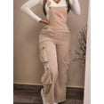 thumbnail image 4 of Women'S Corduroy Overalls with Adjustable Straps, Baggy Bib Jumpsuit, Casual with Pockets Pink L, 4 of 8