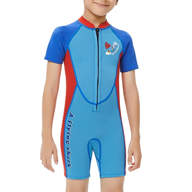 Eigraketly Trajes de neopreno Trajes de baño térmicos Traje de neopreno de secado rápido para niños Protección solar de playa para jóvenes de manga Deportes acuáticos azul claro XL Eigraketly OD003652-04