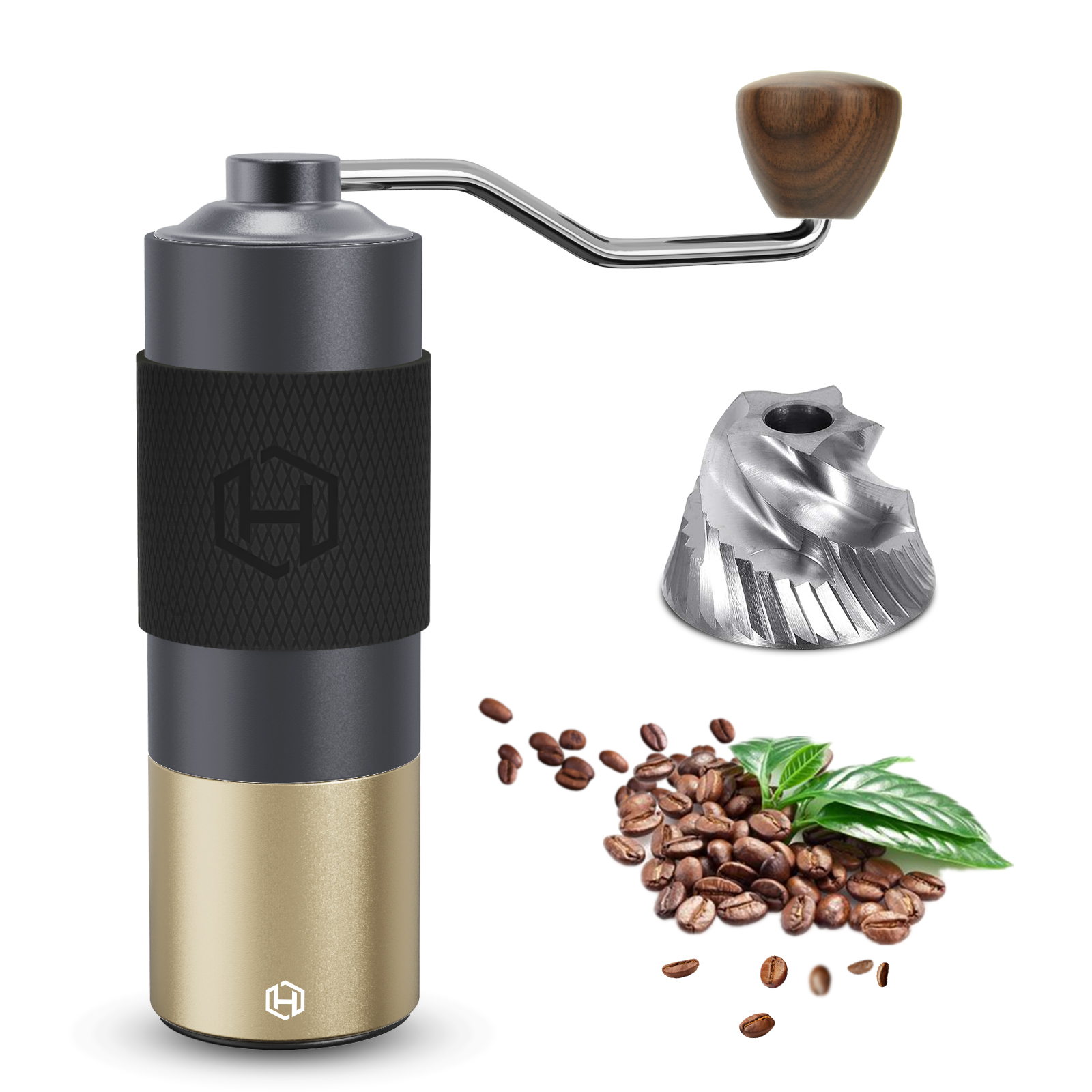 HEIHOX Pro Manual Coffee Grinder - Adjustable Stainless Steel Burr Mill, 30g Portable Hand Grinder for Espresso to Coarse, Ergonomic Design with Faster Grinding, Perfect for Camping Travel Home Use