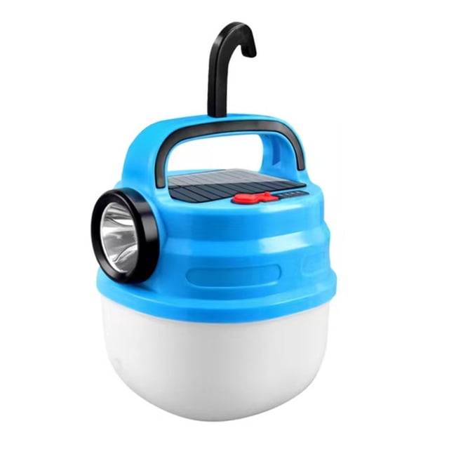 Graflsoa Solar-Powered LED Camping Lantern with 6 Lighting Modes, USB Rechargeable, Waterproof, Portable for Outdoor Adventures, Blue - Large Gift Box with Charging Cable