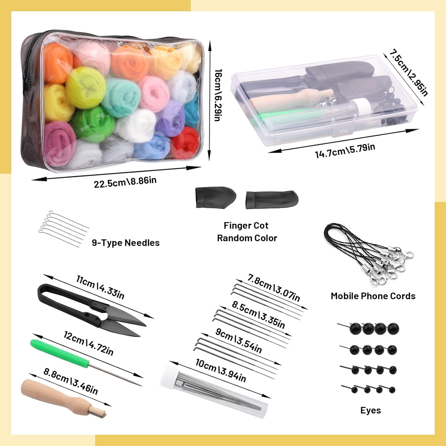 45 Colors Needle Felting Kit for Beginners with Tools, Needles and Storage Bag for DIY Handcrafts Decoration