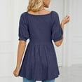 thumbnail image 4 of Birdeem Womens V- Neck Solid Color Short Sleeve Lapel Tops, 4 of 5
