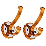 Single Wardrobe Hook - MonkeyJack 2 Pieces Single Coat Hat Hook Wall Mounted Hook Wardrobe Hook Orange Gold
