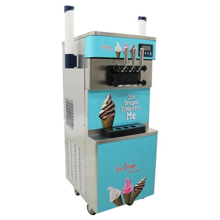 

INTBUYING Commercial 3 Flavor Soft Ice Cream Machine with Pre Cooling Functions & 2 Compressor 25L/H