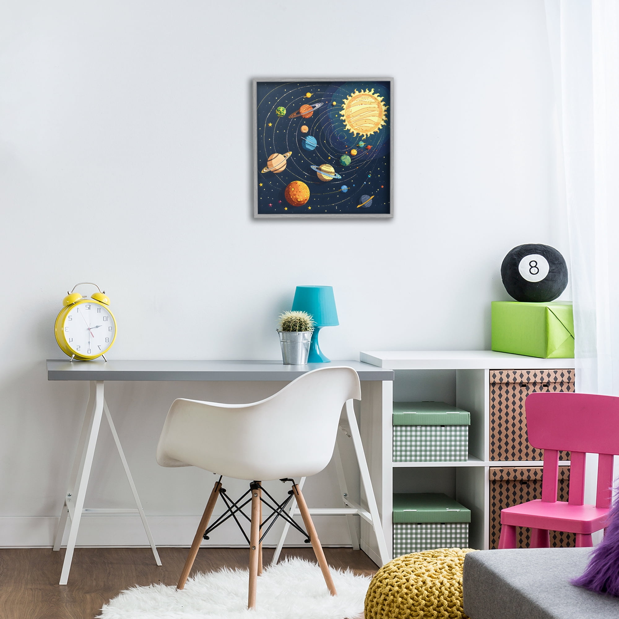 Stupell Industries Planets Around The Sun Gray Framed Giclee Art, design by Creative Studio