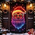 thumbnail image 4 of Christmas Door Curtain, Glow in the Dark Printed Door Cover with Santa and Snowman Designs, Hanging Holiday Decoration with Cord, 70.9 by 35.4 Inches - Santa Claus, 4 of 6