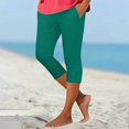 thumbnail image 2 of WULMLEO Capri Leggings for Women with Pockets 2025 Summer Stretch Plus Size High Waisted Soft Casual Workout Yoga Pants Dark Green 2XL, 2 of 5