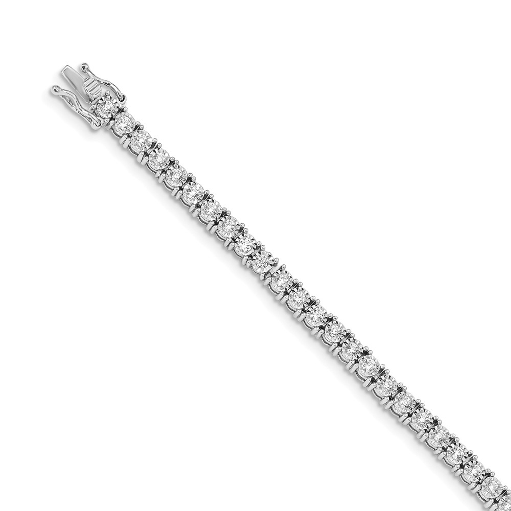 14K White Gold bracelet Illusion Setting Lab Grown Diamond SI1 SI2, G H I,