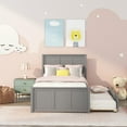 thumbnail image 3 of Bellemave Twin Size Platform Bed with Trundle and Headboard, Wood Twin Size Frame Twin Bed with Pull Out Trundle, Gray, 3 of 11