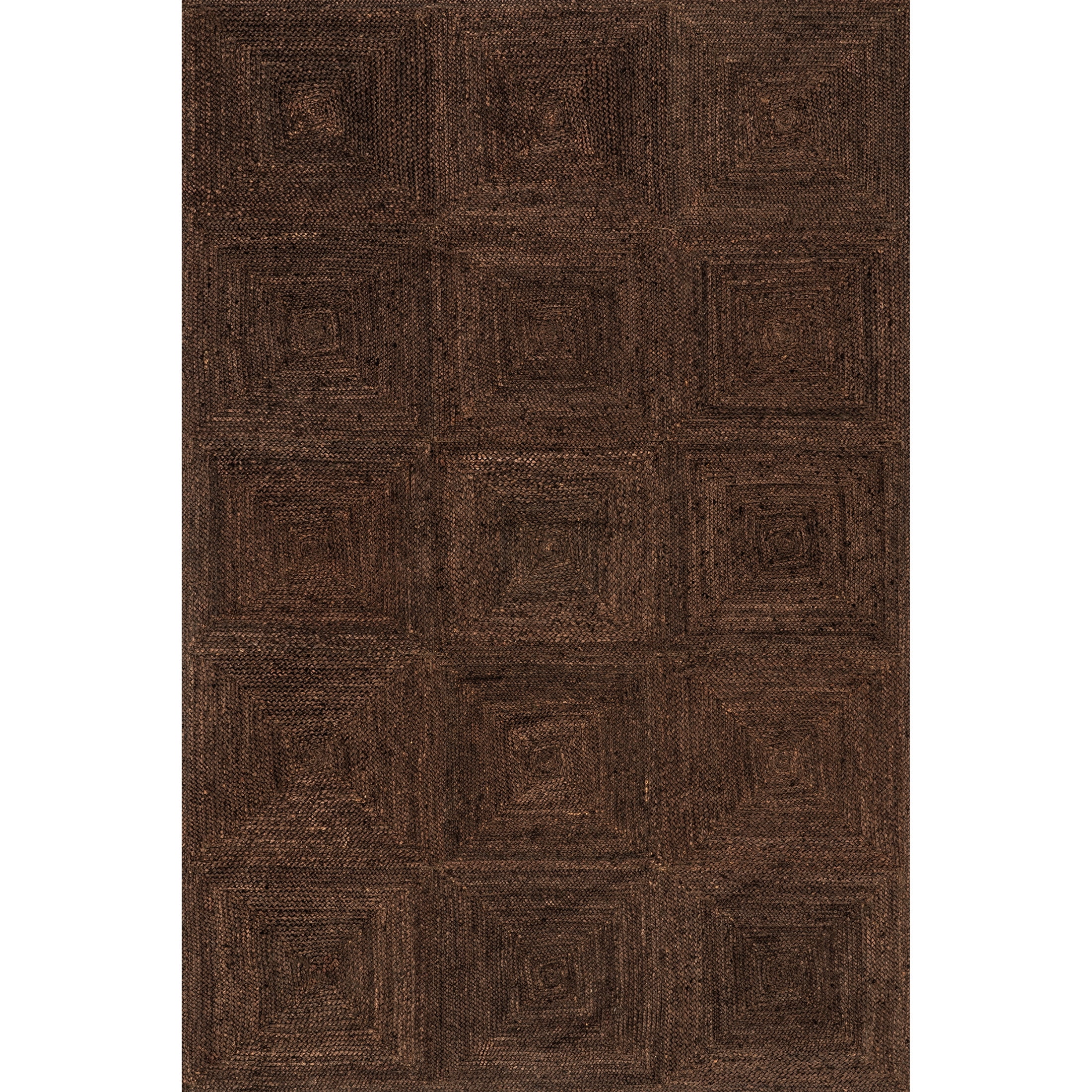 Rugs USA Juniper Tiled Jute Area Rug, 2' 6" x 8', Runner, Christie Dark Brown