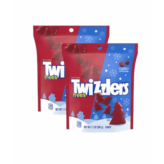 Twizzlers Trees Cherry Flavored Soft Chewy Candy, 7.1 oz Bags, Seasonal Holiday Shapes, 2 Pack