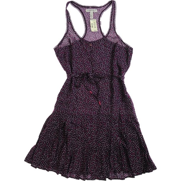 Aeropostale Womens Tiny Hearts Racerback Dobladillo plisado Sundress, Púrpura, XS Aeropostale vestido de verano