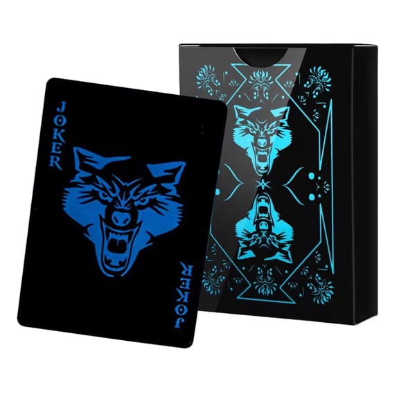 Creative Plastic Playing Card Black and Blue Waterproof Poker Cards Wolf Texas Hold'em PokerFor Party Board Game Cards