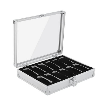 Portable Aluminum 12 Slots Watch Storage Case Container Organizer Watch Holder