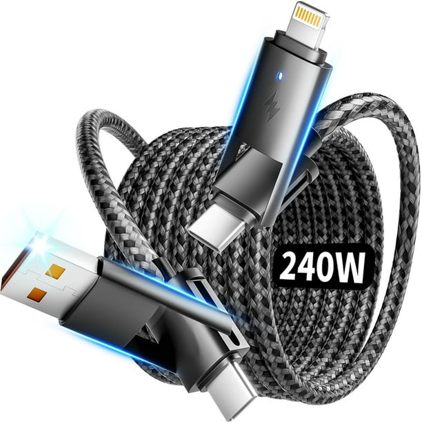 Cable de carga Firsting de 240 W, 4 en 1, USB a USB C, carga rápida