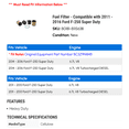 thumbnail image 2 of Fuel Filter - Compatible with 2011 - 2016 Ford F-250 Super Duty 2012 2013 2014 2015, 2 of 2