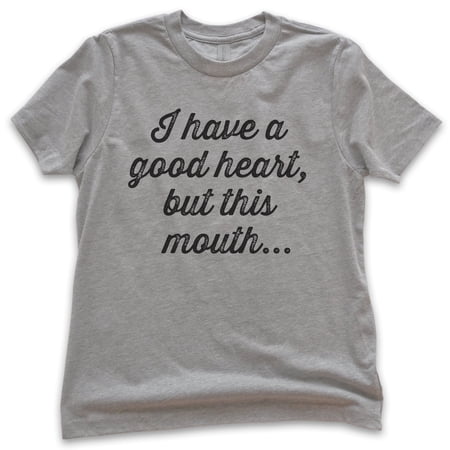 Kids I Have A Good Heart But This Mouth T-shirt Youth Kids Boy Girl T-Shirt Boss Lady Tee Sassy Girl Boss Tee Dark Heather Gray Small