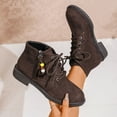thumbnail image 4 of Bnwani Low Heel Boots Women Fashion Toe Zipper Chunky Ankle Casual Solid Boot Brown Size 5.5, 4 of 9